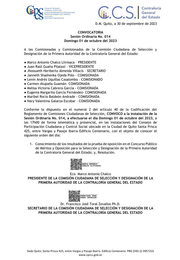 convocatoria contralor