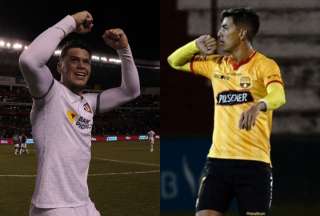 Paco Rodríguez (izq.) y Michael Hoyos celebran goles en la LigaPro