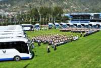 Hoy se realizó la entrega de 20 buses destinados para el personal de la Policía Nacional. 