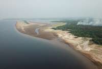 La sequía y los incendios forestales han afectado las fuentes de agua en el Amazonas. 