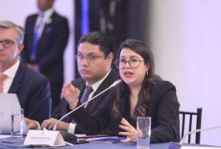 La ministra Andrea Arrobo compareció en la Comisión de Fiscalización este 4 de diciembre dle 2023.