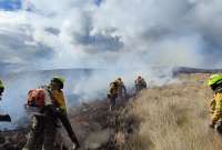 Los bomberos trabajan en el control de los incendios